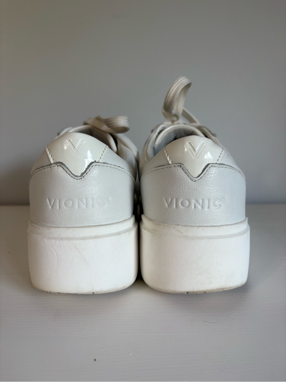 Vionic Kearny White Leather Platform Sneakers Orthotic Support Size 9 - Picture 6 of 9